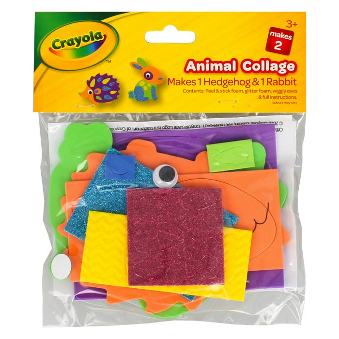 Crayola Animal Collage Makes 1 Hedgehog & 1 Rabbit RRP 1 CLEARANCE XL 99p